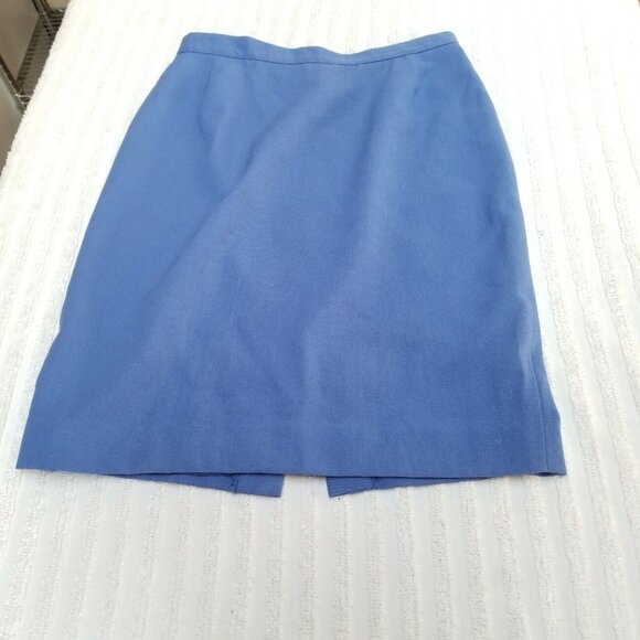 Paul Stanley Womens Pencil Cut Straight Skirt Back Zip Button Wool Size 8 Blue - Picture 1 of 5